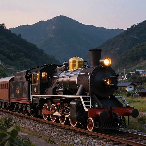 Vintage Steam Locomotive at Twilight