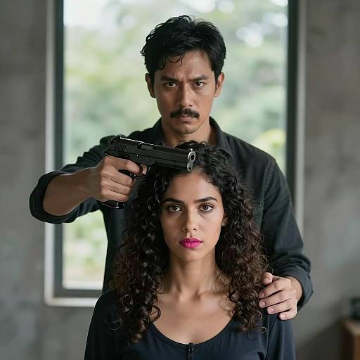 Man Threatening Woman with Gun