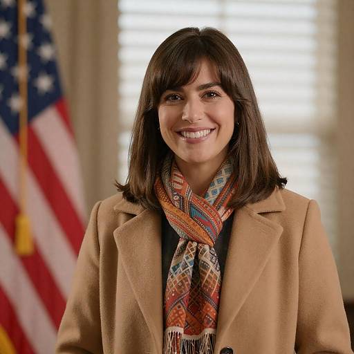 Smiling Woman in Tan Coat Portrait