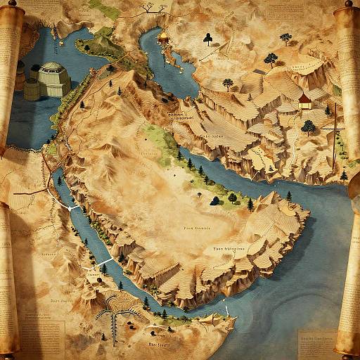 Stylized Ancient Israel Geography Map