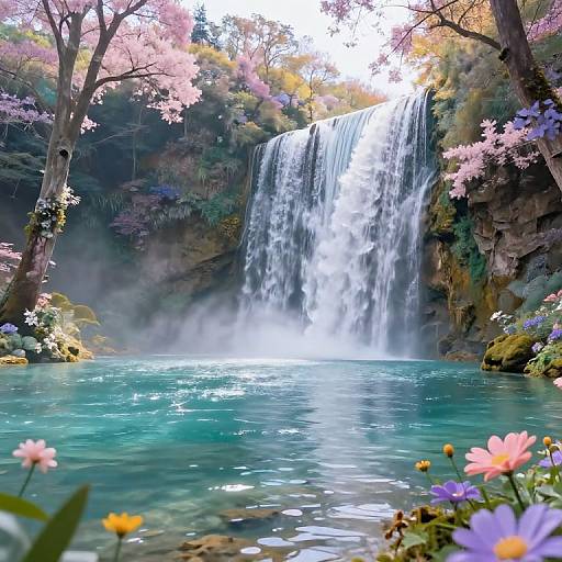 Mystical Waterfall in Enchanted Landscape
