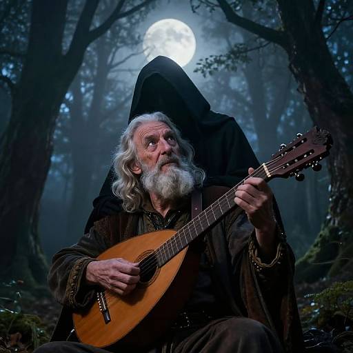 Twilight Bard Serenades Hooded Stranger