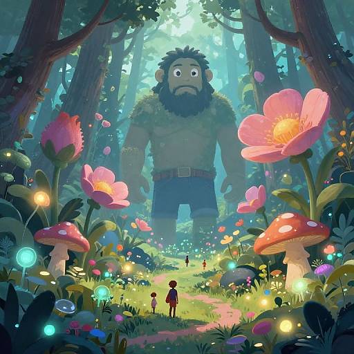 Giant Forest Clearing with Bioluminescence