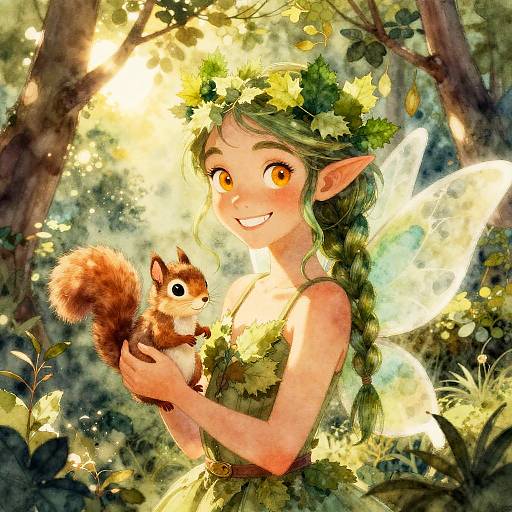 Charming Forest Nymph in Watercolor