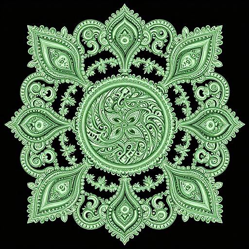Intricate Light Green Paisley Design