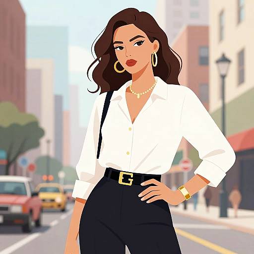 Chic Woman Against Urban Backdrop