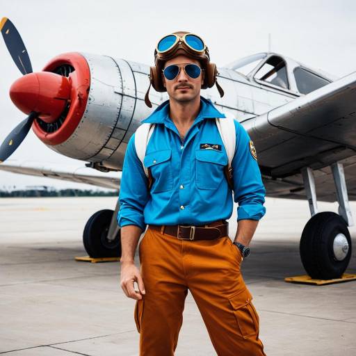 Retro Aviator Cosplay with Vintage Airplane