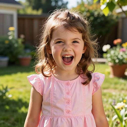 Vivacious Little Girl in Summer Garden