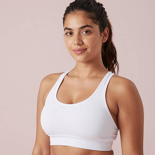 Young Woman in White Sports Bra