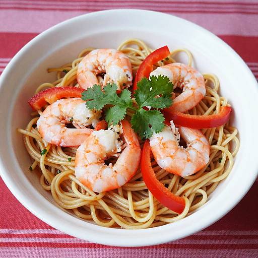 Vibrant Bowl of Noodles with Shrimp