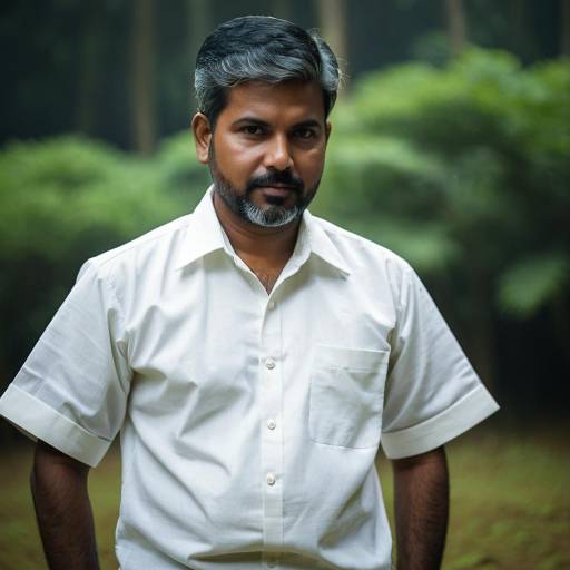 Serious South Indian Man in White Shirt