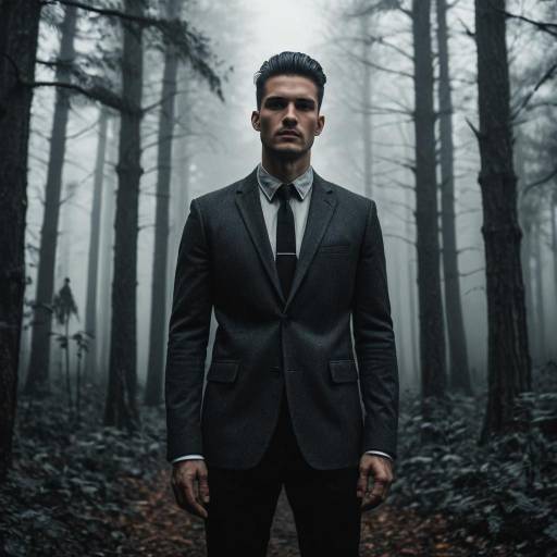 Gothic Scene with Stylish Man in Forest