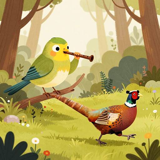 Whimsical Forest Musical Scene