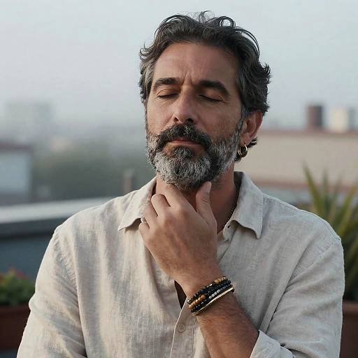 Serene Urban Portrait in Morning Mist