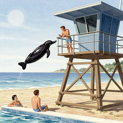 Dolphin Lifeguard Watching Swimmers