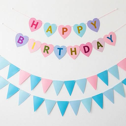 Colorful Happy Birthday Heart Banners