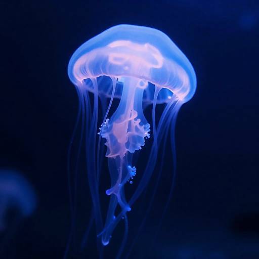 Bioluminescent Ethereal Jellyfish in Dark Trench