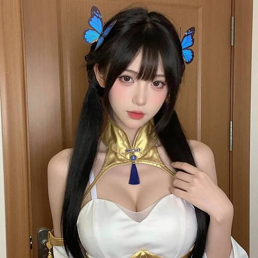 Confident Asian Woman in Elegant Outfit