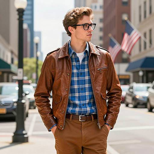 Stylish Preppy Man in Urban Setting
