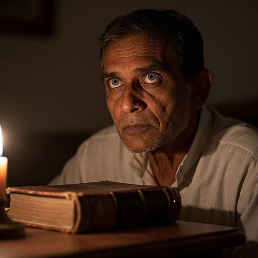 Chiaroscuro Portrait of Wise South Asian Man
