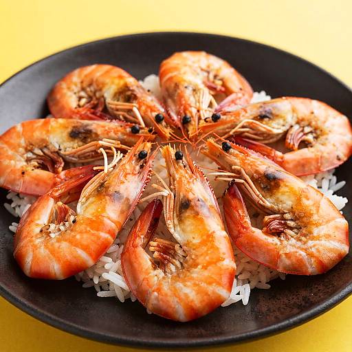 Close-Up Vibrant Charred Shrimp Dish