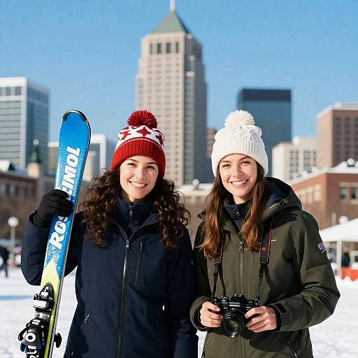 Outdoor City Photo of Two Smiling Women
