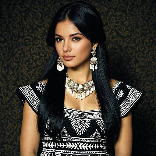 Young Woman in Ethnic Dress with Jewelry