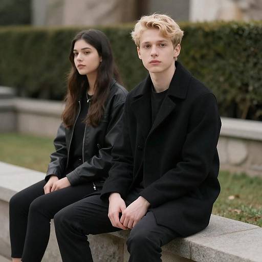 Young Couple on Stone Ledge