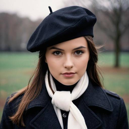 Woman Wearing Beret and Scarf Outdoors