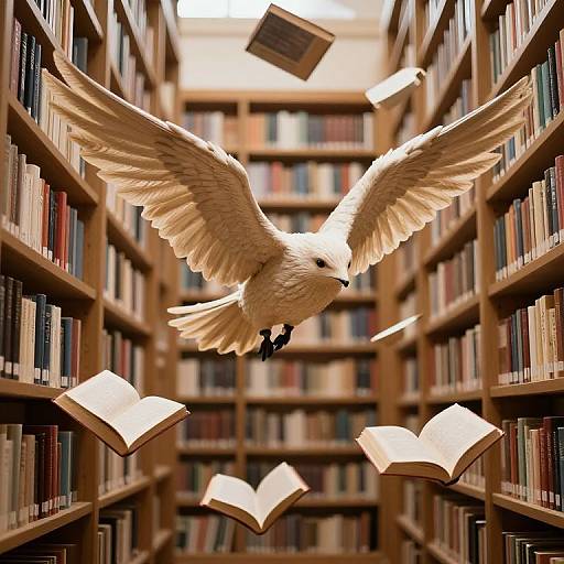 Sentient Winged Books Flying Freely