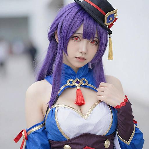 Cosplay Portrait of Woman with Purple Hair