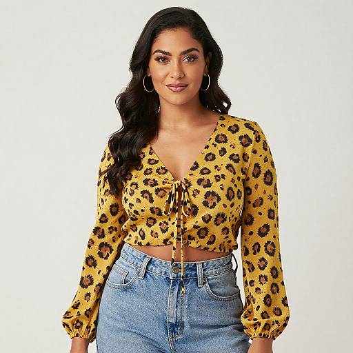 Confident Woman in Leopard Print Blouse