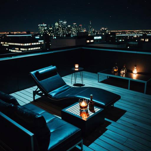 Modern Rooftop Lounge at Night