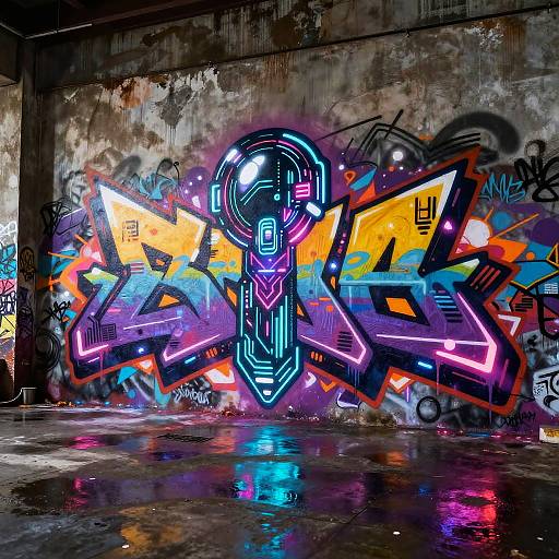 Futuristic AI Graffiti Murals