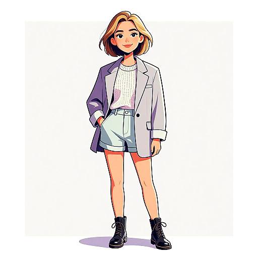 Casual Chic Woman in Grey Blazer