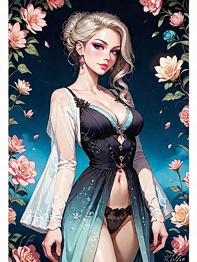 Elegant Girl in Lace Robe Portrait