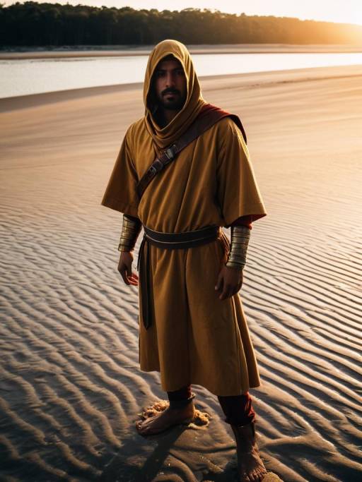 Man in Sandbar Costume on Beach