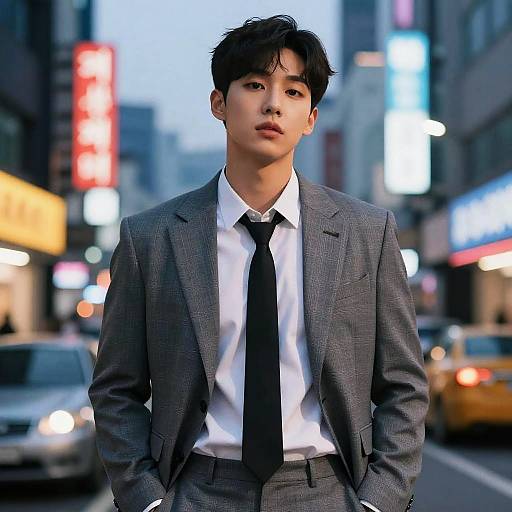 Handsome Man in Korean Urban Fashion