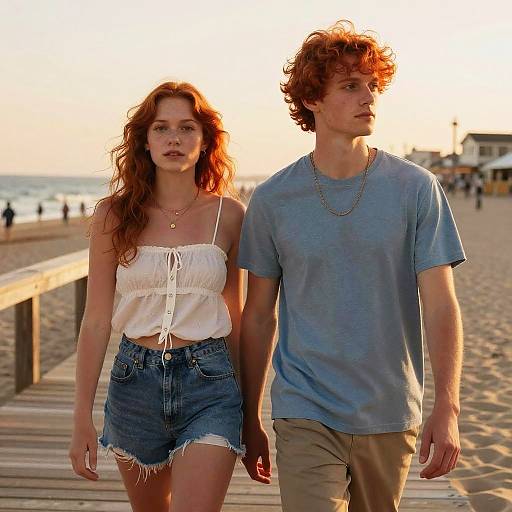 Fiery Red Hairstyles on Summer Couple