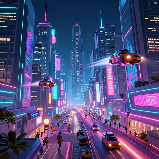 Futuristic Cyberpunk Cityscape at Night
