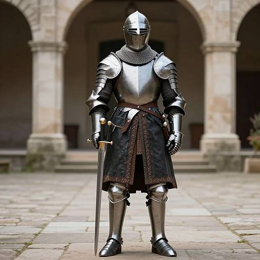 Medieval Knight in Armor Courtyard