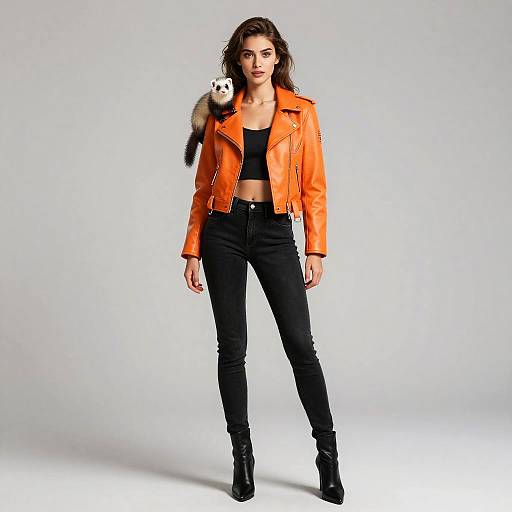 Elegant Woman with Ferret Pet