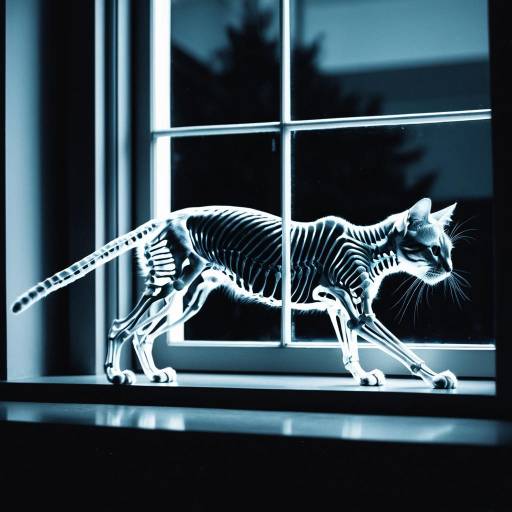 X-Ray Style Cat Stretching on Windowsill