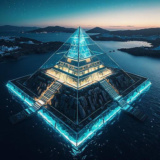Tranquil Fantasy Glass Pyramid Island