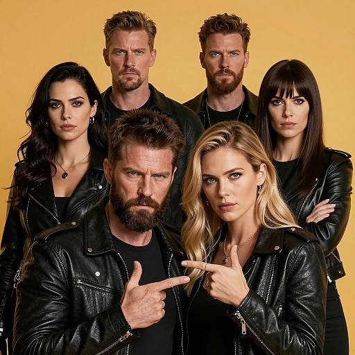 Dramatic Group Portrait with Intense Expressions