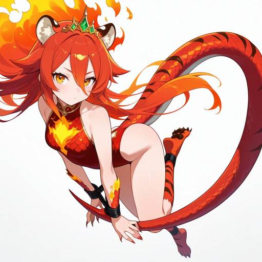 Fiery Redheaded Dragoness with Emerald Scales Fiery Redheaded Dragoness with Emerald Scales