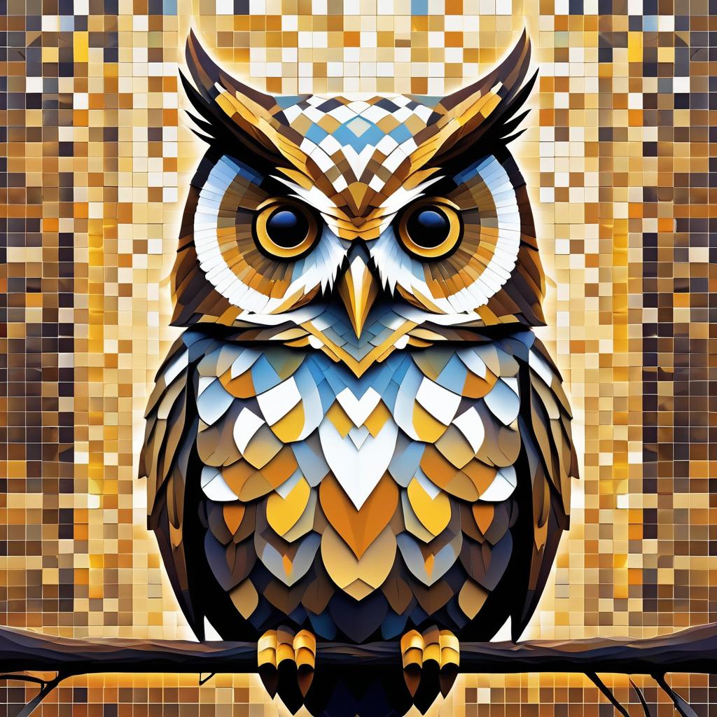 Futuristic Mosaic Owl Artwork