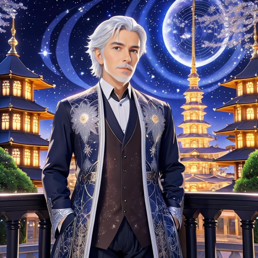 Elegant Anime Portrait of a Charming Elder