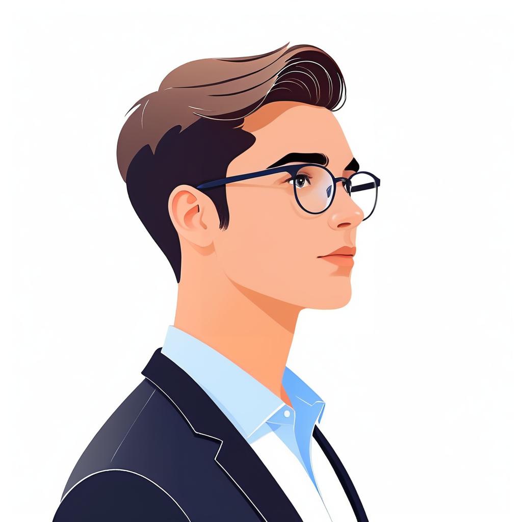 Cartoon Profile of a Smart Young Man