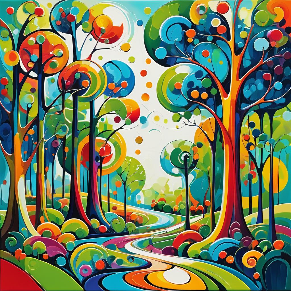 Vibrant Surrealist Garden of Abstract Trees